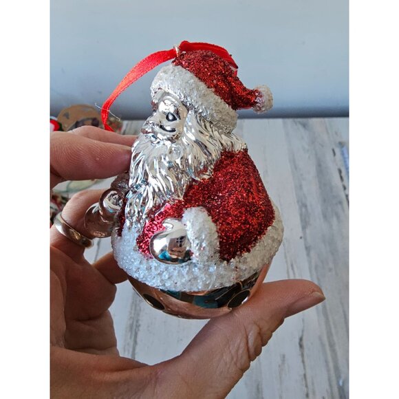 Metal Santa Bell ornament vintage set tree Xmas decor - Picture 3 of 9